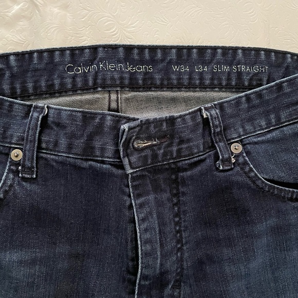 Calvin Klein Slim Straight Jeans 34/34 - Picture 3 of 4